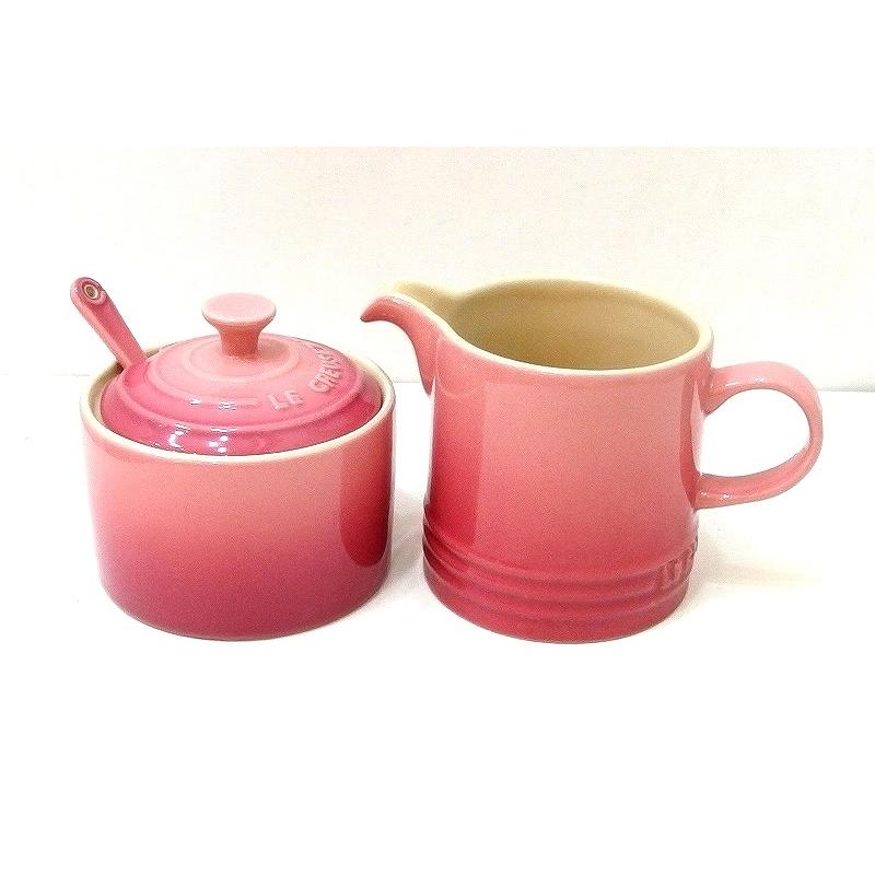 Le Creuset ル・クルーゼ クリーマー＆シュガーポット スプーンセット ピンク :ok4012168841:Visionヤフー