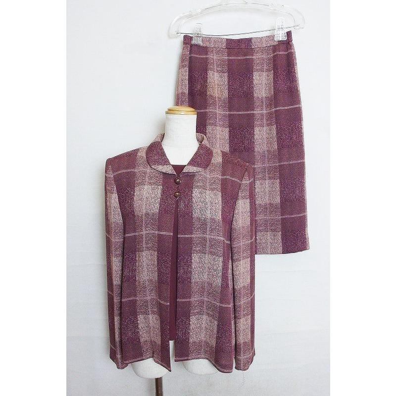 絵麻亥由 スカート スーツ 3点セットアップ 11 パープル系 : Vision  