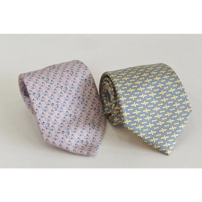 HERMES エルメス シルク ネクタイ 2本セット *汚れあり ピンク