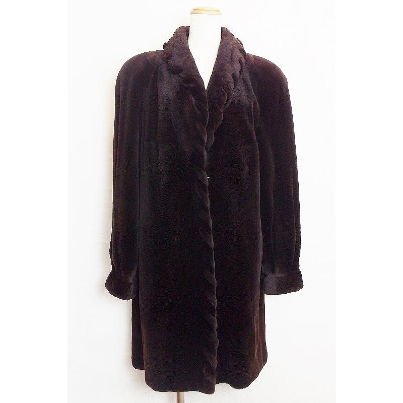 美品 サガミンク 銀タグ ロング丈 シェアードミンク ダークブラウン フリー 最高級 サガミンク シェアードミンク コート ロング丈 銀タグ ダーク