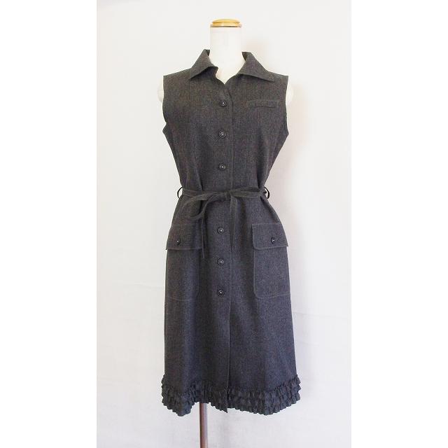 Rene ルネ ノースリーブワンピース ウール 裾フリルデザイン 36  