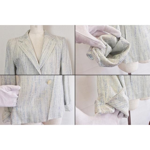 Leilian（レリアン） シルク×麻 ジャケット 7 ブルー系 : Visionヤフー