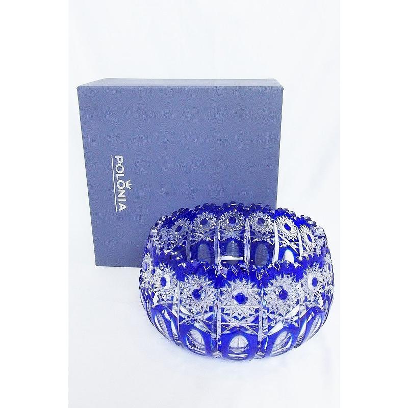 POLONIA ポロニア クリスタルガラス カッティング 切子 鉢 置物 花器 ブルー系 :ok4408191020:Visionヤフーショッピング店 - 通販 - Yahoo!ショッピング