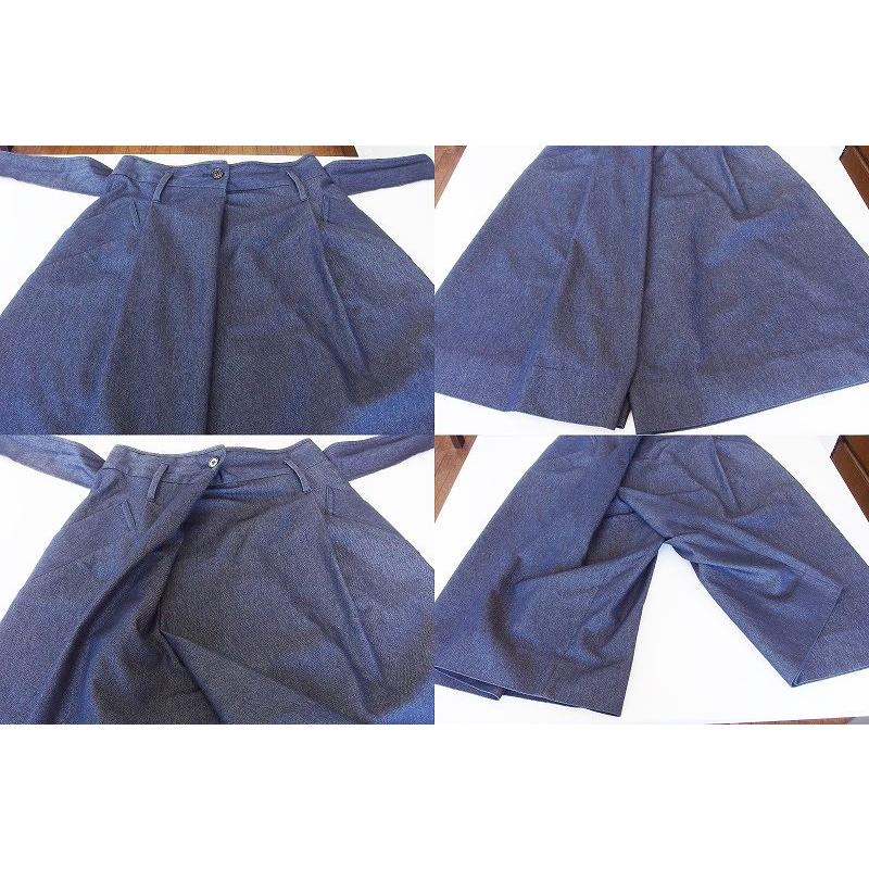 BACCA バッカ デニム調 ストレッチ キュロット フレア リボン ガウチョ  