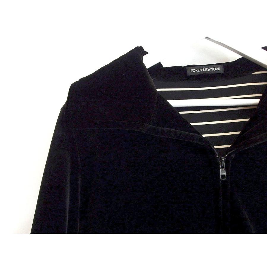 FOXEY NEW YORK 中綿 ジップアップ ショートブルゾンジャケット M FOXEY フォクシー ベロア ジップアップブルゾン 中綿 アウター
