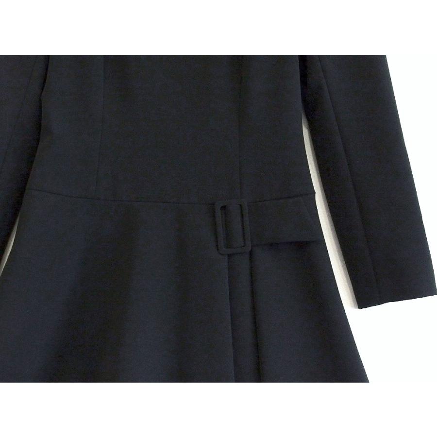 Rene ルネ basic ストレッチ サイドベルトデザイン 長袖ワンピース 