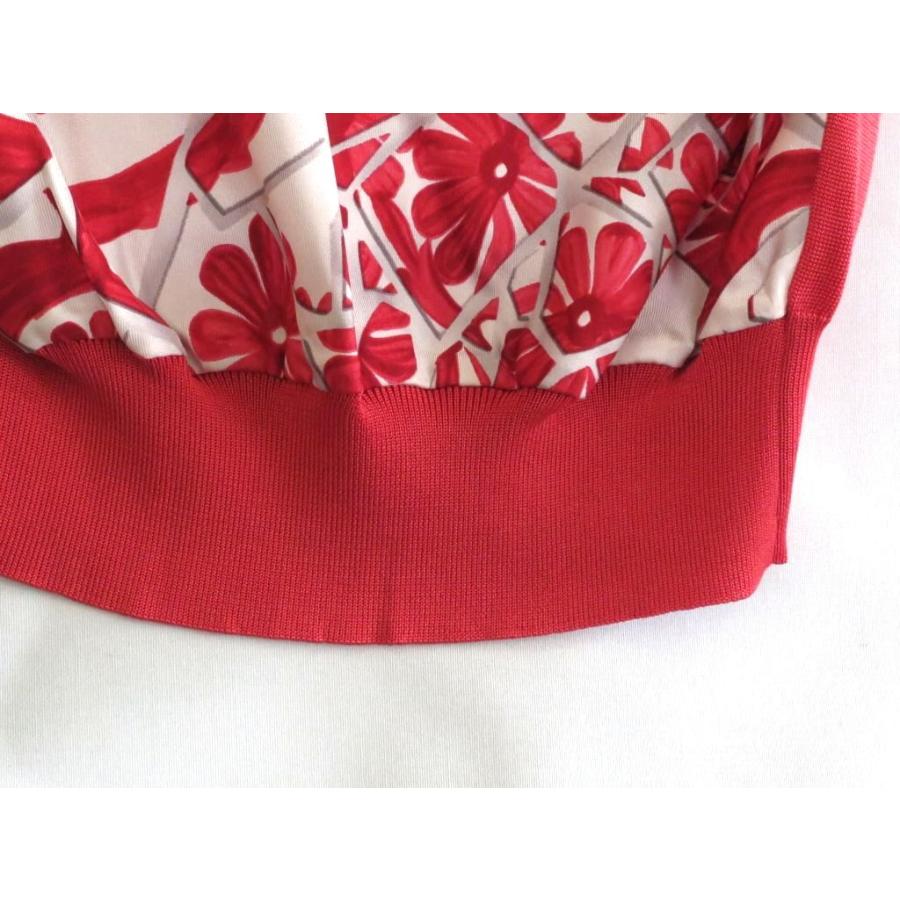 GUCCI グッチ シルク100％ 衿元ドレープ シルクプリント×ニット