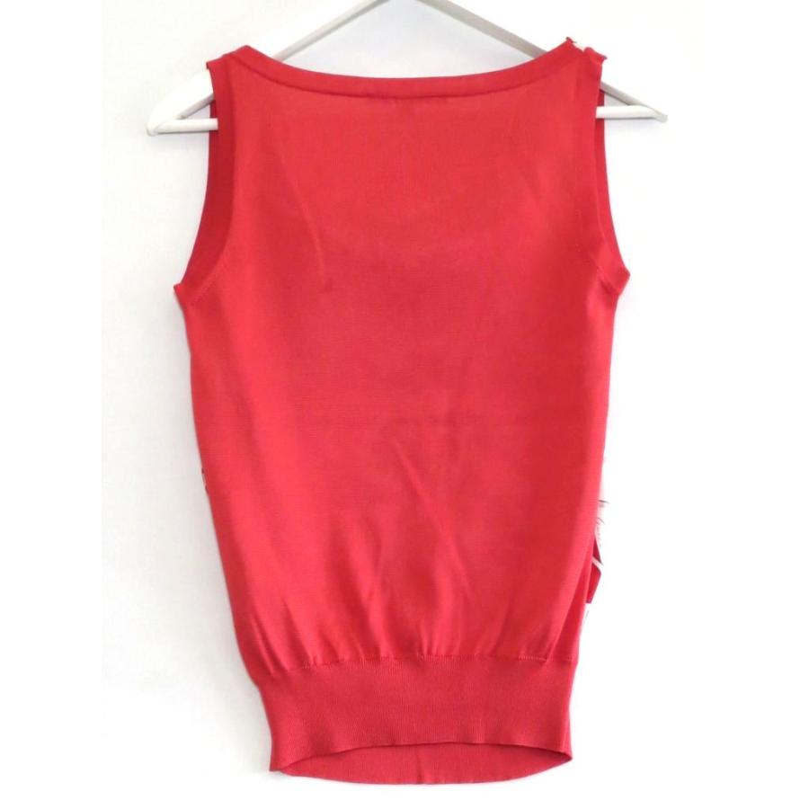 GUCCI ノースリーブトップス GUCCI グッチ シルク100％ 衿元ドレープ シルクプリント×ニット