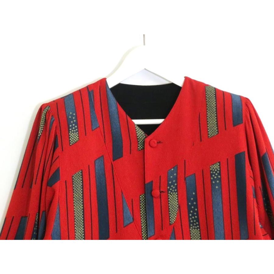 詩仙堂 シセンドウ ちりめん織り リバーシブル ノーカラー コート