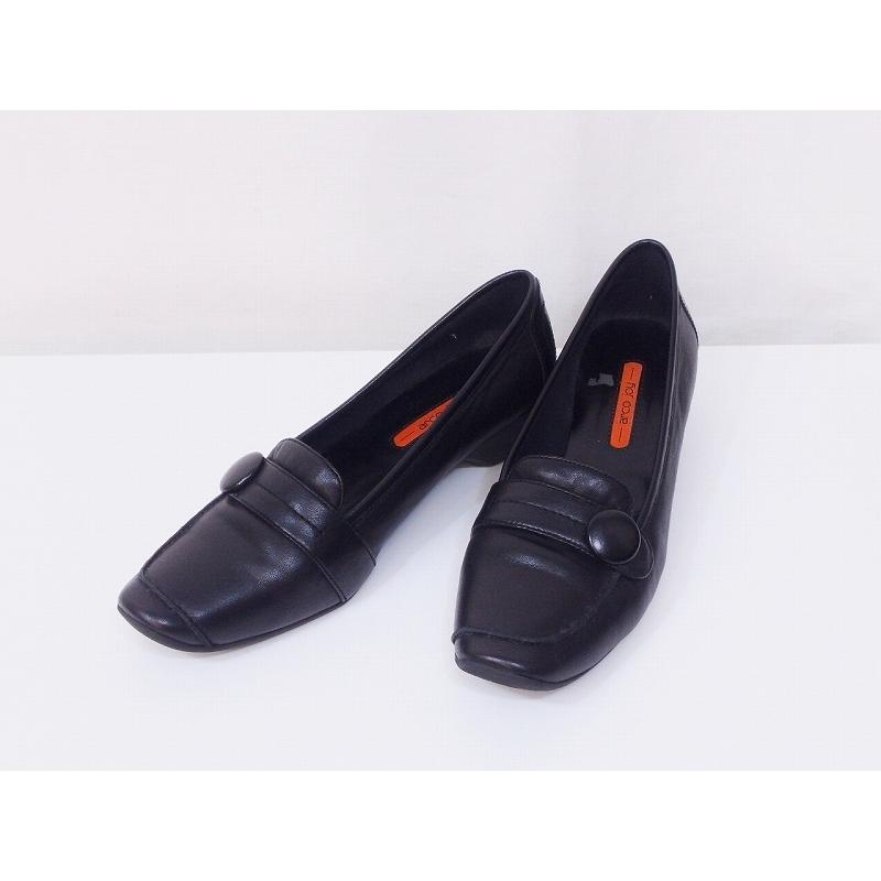 Arco Joy アルコジョイ レザー スクエアトゥパンプス 23 5 黒 Ow Visionヤフーショッピング店 通販 Yahoo ショッピング