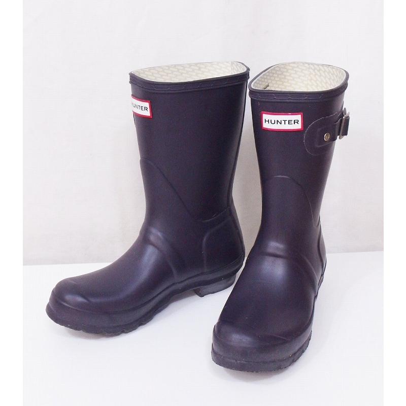 HUNTER パープル 長靴 バックル付き
