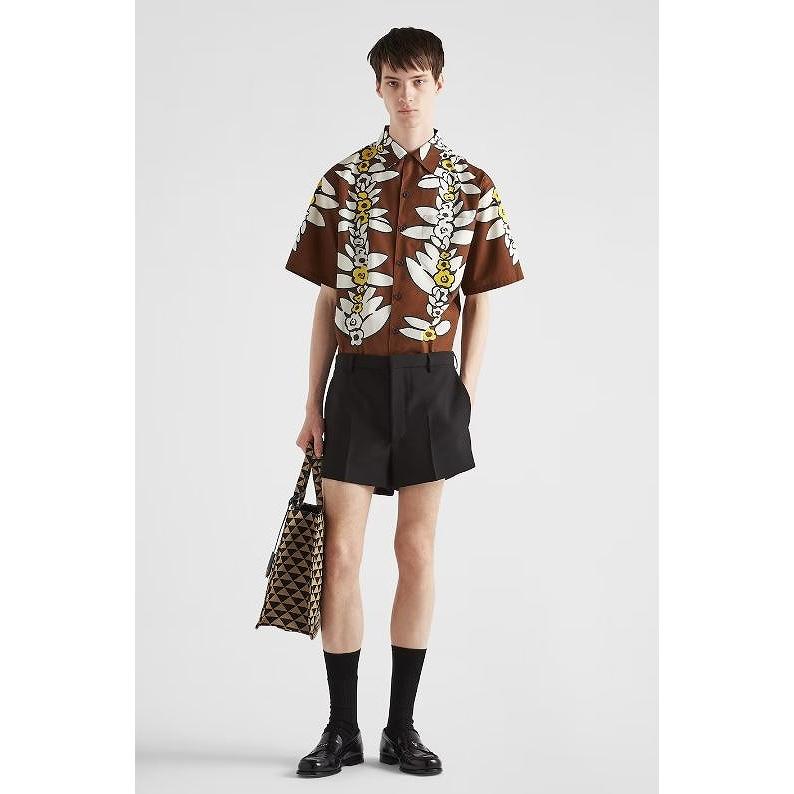 PRADA（プラダ） 【23SS】半袖 プリントコットン シャツ メンズ