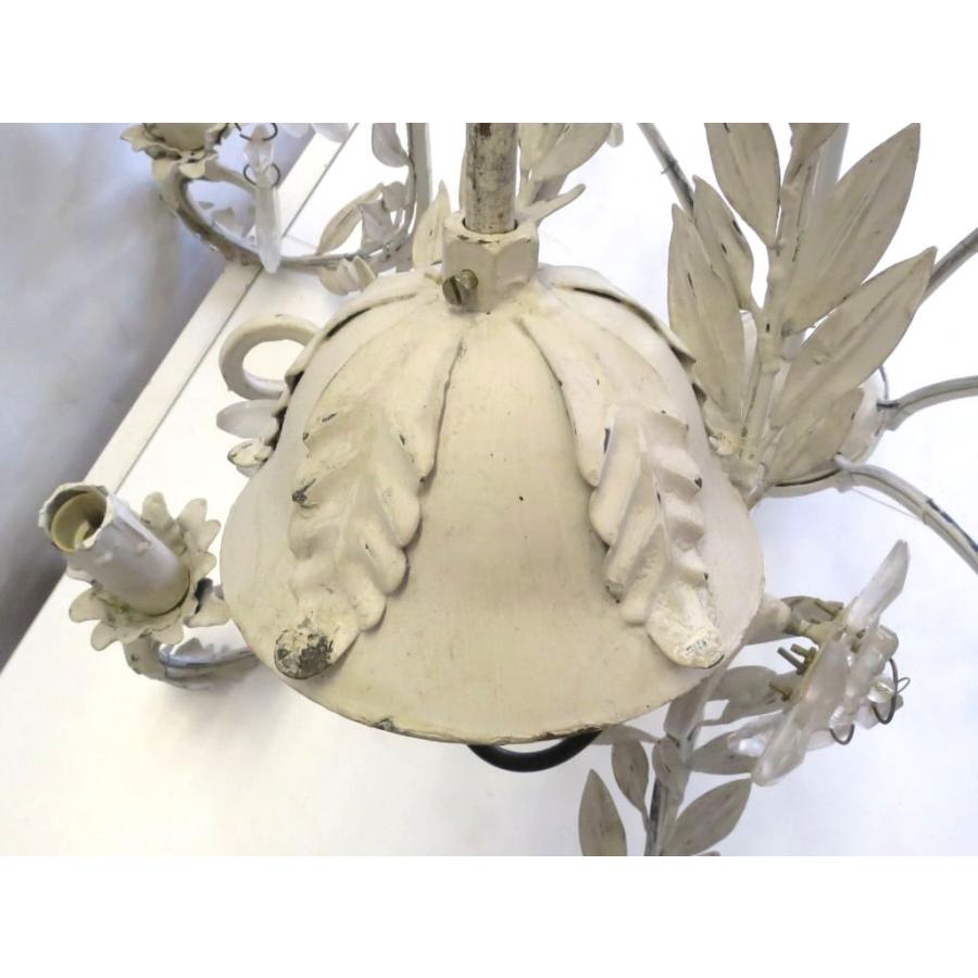 【現状品】＜レア＞ BLANC D'IVOIRE ブランディボアール シャンデリア8灯　ブランドジュリエ　リーフ・鳥・ガラスフラワー装飾 中古_3