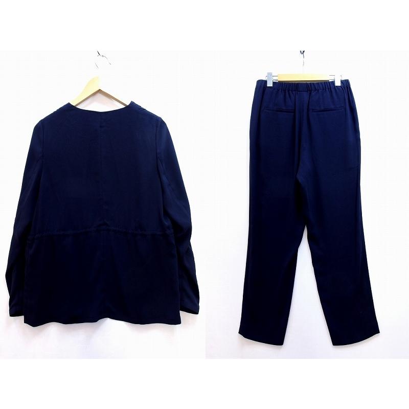Theory パンツスーツ ノーカラージャケット ネイビー S theory luxe（セオリーリュクス） ノーカラージャケット セットアップ