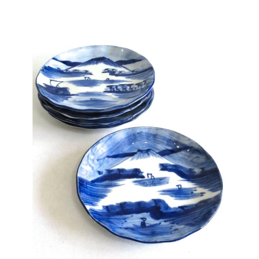 伊万里焼 染付 5枚セット 富士山 銘々皿 ブルー : Visionヤフー