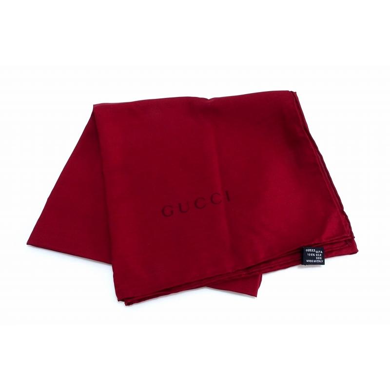 GUCCI グッチ　大判シルクスカーフ　D483 GUCCI（グッチ） 無地 シルク 大判スカーフ 88×88cm ワインレッド