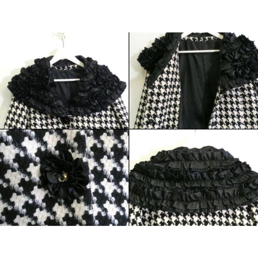 レア＞ NOKO OHNO ノコ オーノ 千鳥格子柄 ツイードコート厚地 薔薇