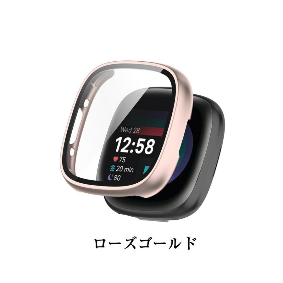 Fitbit Versa 4 Sense 2 クリアケース PC&強化ガラス 画面保護 2重構造