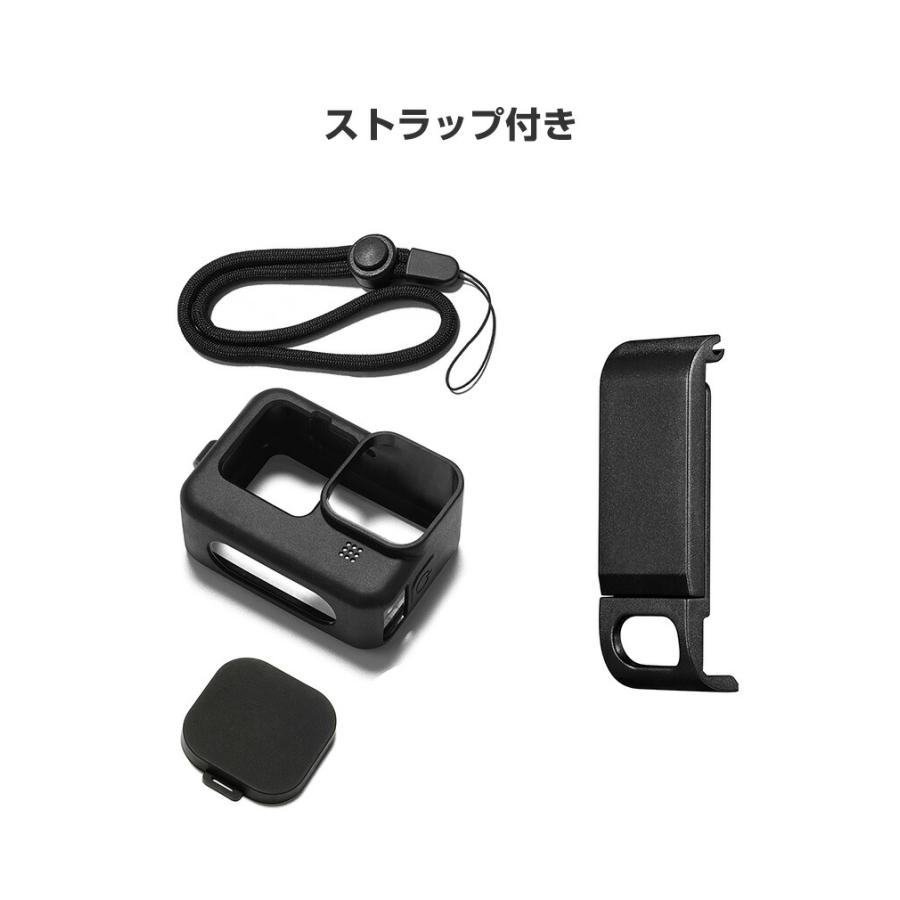 GoPro HERO12/11/10/9 Black 柔軟性のあるシリコン素材製 レンズ 保護カバー ストラップホール付き ストラップ付き 耐衝撃 アクションカメラ 便利 実用｜visos-store｜07