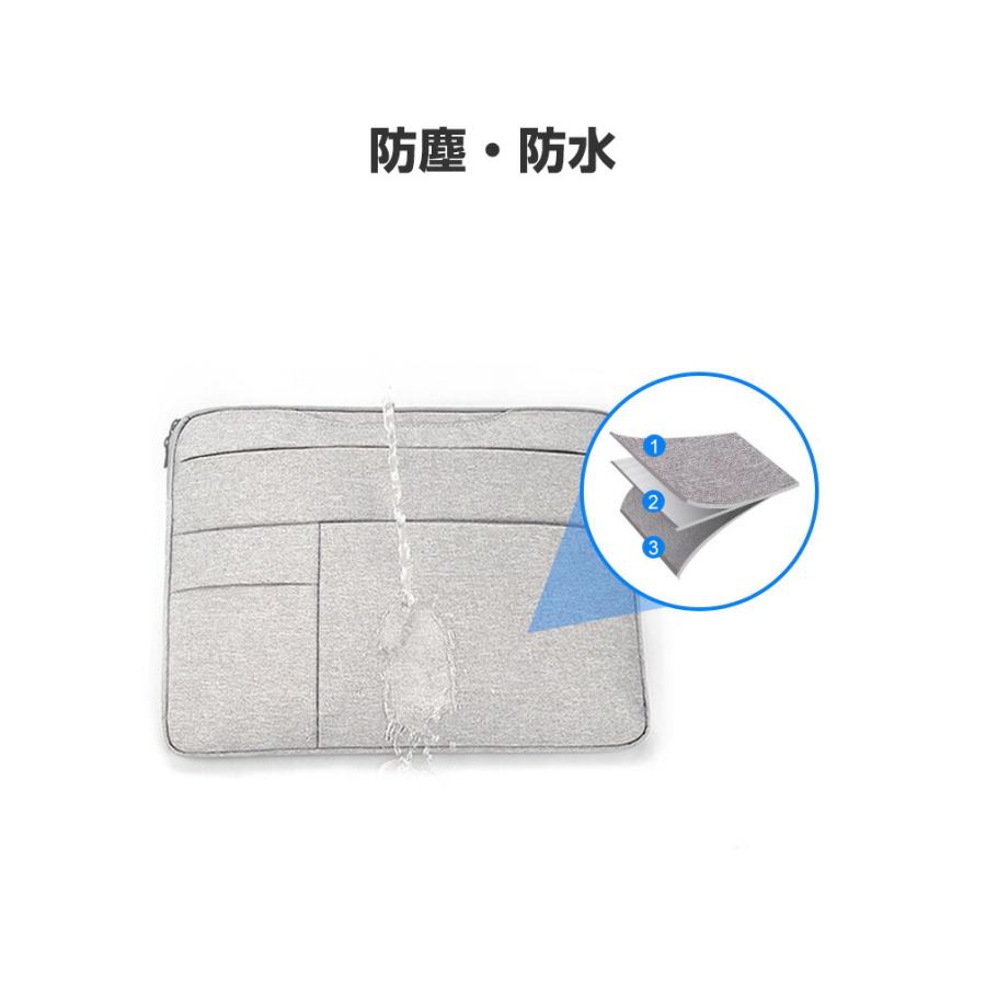 アップル マックブック エアー 15.3 インチ 2023モデル用の手触りの良い質感の布 ポケット付きの出張や外出時の持ち運びに便利なバッグ型の保護ケース｜visos-store｜10