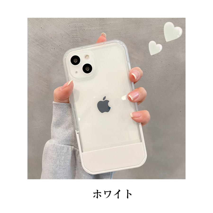 iPhone 14 Plus  Pro ProMax クリアケース シリコン素材 透明 一体式スタンド レディース カップル CASE 耐衝撃  背面カバー 強化ガラスフィルム おまけ付き｜visos-store｜16