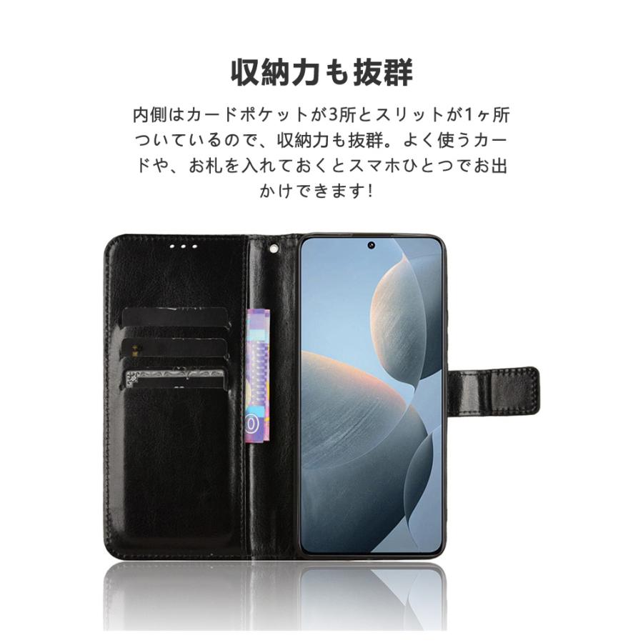 シャオミ Xiaomi Poco X6 Neo/Redmi Note 13R Pro 用のケース TPU&PU レザー 軽量 汚れ防止 スタンド機能 カード収納 手帳型カバー CASE 強化ガラス付き｜visos-store｜07