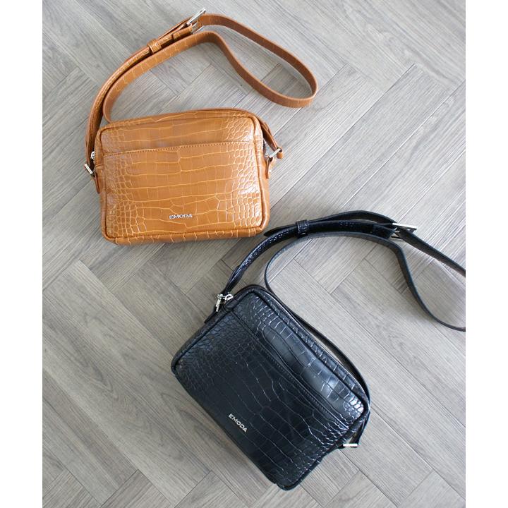 Em 9335 Emoda エモダ クロコダイル型押し スクエアショルダーバッグ ダブルファスナー ベージュ系 オレンジ系 ブラウン系 グレー系 Em 9335 Vita Rosa 通販 Yahoo ショッピング