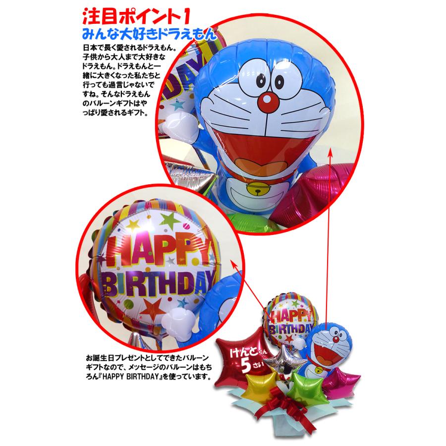 名前と年齢が入れられる誕生日プレゼント ドラえもん バルーンアレンジ Balloonarrange145 風船のお店ビタミンバルーン 通販 Yahoo ショッピング