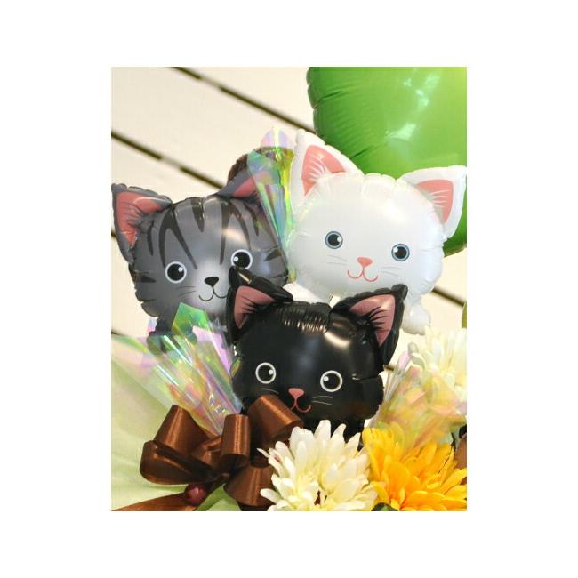 猫好きさんへ 名入れ ファイブキャッツ バルーンギフト 開店祝い 誕生
