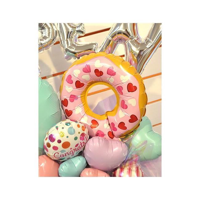 開店祝い バルーンギフト ドーナツハート 名入れ無料 周年祝いOPEN数字対応 ドーナツ店 パン屋 スイーツ店 カフェ向け 卓上アレンジメント | ブランド登録なし | 05
