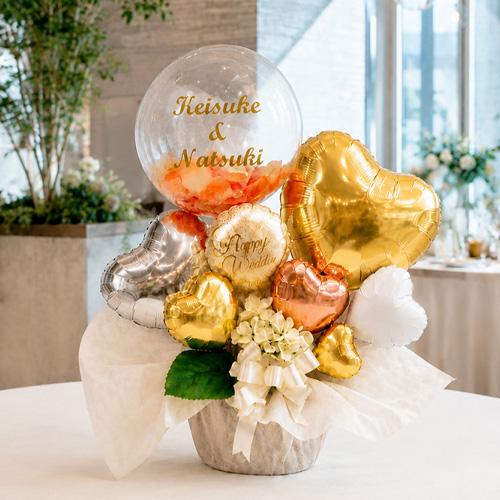 結婚祝い バルーン電報 Rose Petal Balloon Arrangement 名入れ 透明バルーン 置き型 ウェディングギフト 披露宴 受付装飾 ウェルカムスペース 式場直送_10