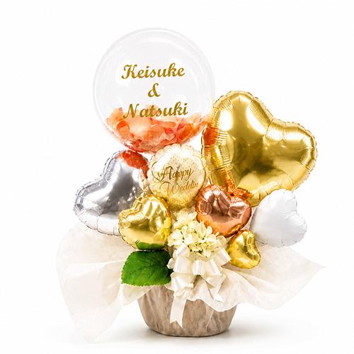 結婚祝い バルーン電報 Rose Petal Balloon Arrangement 名入れ 透明バルーン 置き型 ウェディングギフト 披露宴 受付装飾 ウェルカムスペース 式場直送_11