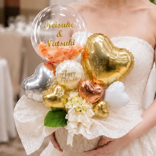 結婚祝い バルーン電報 Rose Petal Balloon Arrangement 名入れ 透明バルーン 置き型 ウェディングギフト 披露宴 受付装飾 ウェルカムスペース 式場直送_9