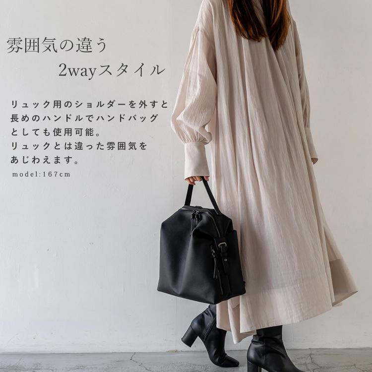 VitaFelice リュック レディース 小さめ くったり 牛革 2way