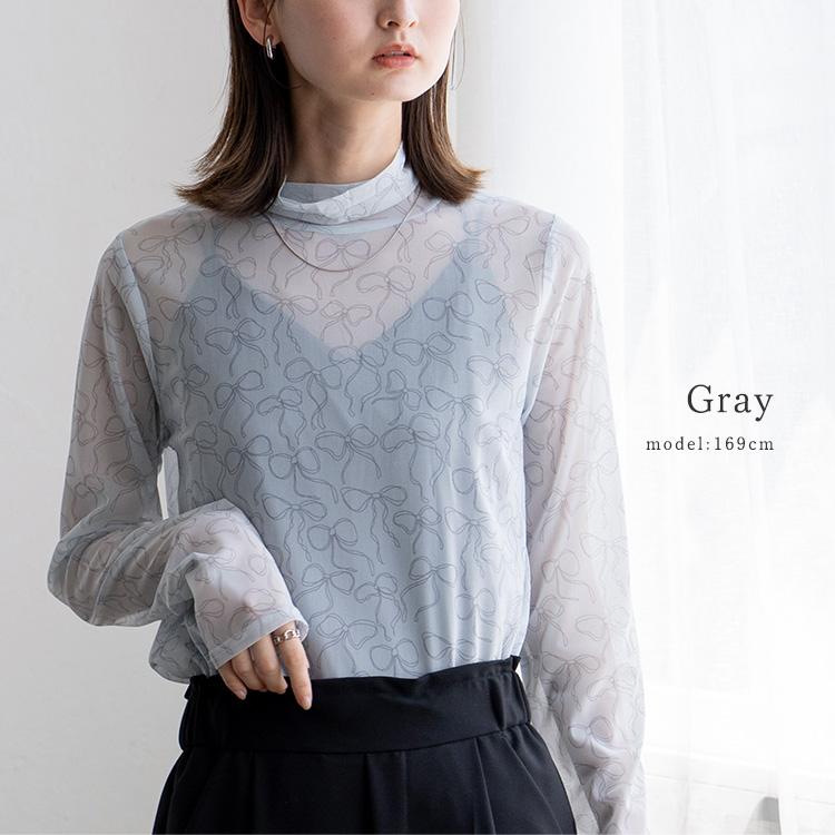 Sophia F様まとめ買い専用です。リボン柄シースルー長袖Tシャツ VitaFelice（ヴィータフェリーチェ） sale シースルー トップス