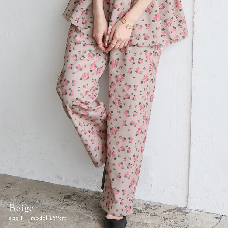 【SALE】LANVIN シルク100％ フラワー 上品 ワイドパンツ 花柄 セール】 【洗える】Ratti フラワーアートプリント ワイド