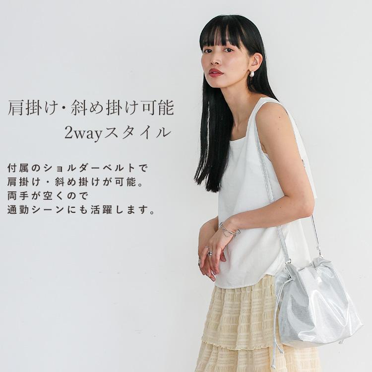 Glitter ブラック ショルダーバッグ VitaFelice 巾着バッグ レディース ショルダーバッグ 小さめ