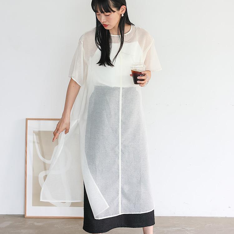 No Rule No Line SALE ワンピース レディース シアー レイヤード 半袖