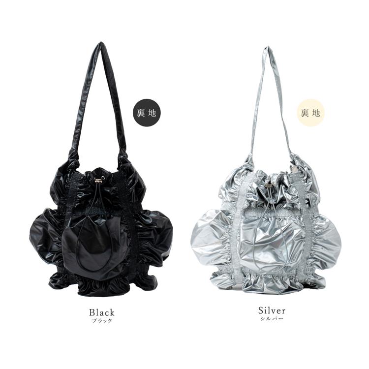 d*3様 【HB08】ワンハンドル巾着バッグ ビーズ織り VitaFelice ギャザー バッグ レディース 巾着 シルバー b5