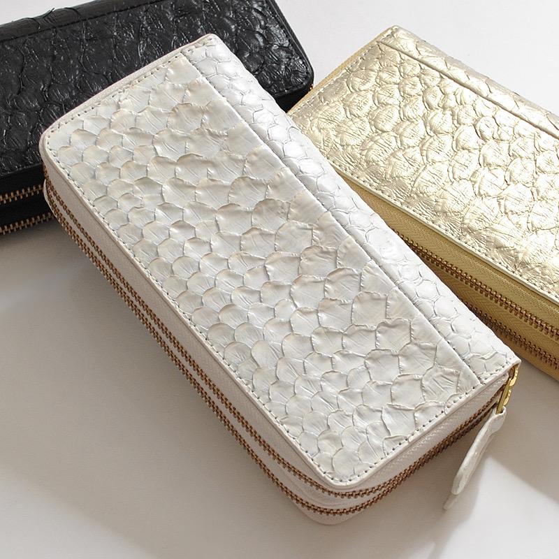 長財布 メンズ レディース 蛇革 財布 ラウンドファスナー 錦蛇 白蛇革 2層式 一枚皮 ウロコ模様 大容量 革財布 サイフ 小銭入れ カード収納 アコーディオン レザー ロングウォレット 張る財布 春財布 大人 ユニセックス srw-3226 クリスマス プレゼント VitaFelice（ヴィータフェリーチェ） 長財布 メンズ レディース 蛇革