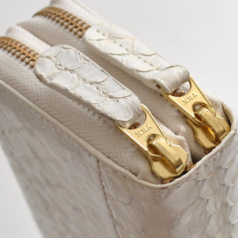 長財布 メンズ レディース 蛇革 財布 ラウンドファスナー 錦蛇 白蛇革 2層式 一枚皮 ウロコ模様 大容量 革財布 サイフ 小銭入れ カード収納 アコーディオン レザー ロングウォレット 張る財布 春財布 大人 ユニセックス srw-3226 クリスマス プレゼント VitaFelice（ヴィータフェリーチェ） 長財布 メンズ レディース 蛇革