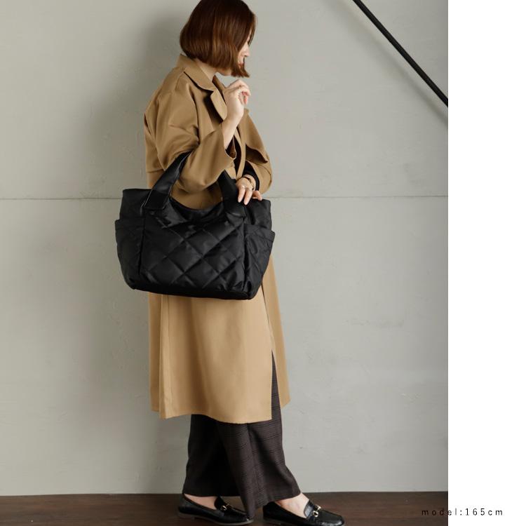 SALE トートバッグ レディース A4 軽い 大容量 2way ショルダーバッグ マチあり キルティング ナイロン 通勤 シンプル おしゃれ 人気 vinb-21c28z arocoの画像