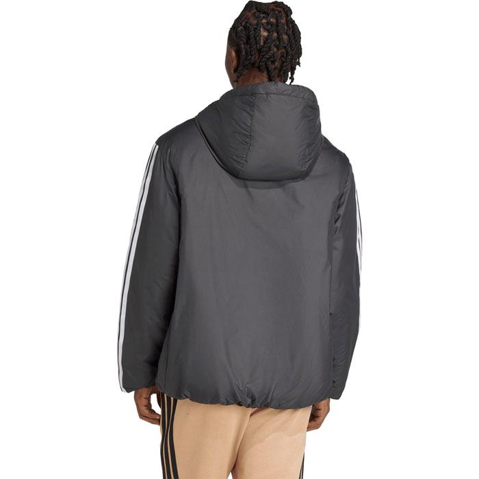 アディダス メンズ M ESS 3S フード パデッドジャケット フィットネス トレーニングウェア トップス 上着 アウター 長袖 ブラック 黒 シルバー 送料無料 adidas KLK10 adidas（アディダス） メンズ M ESS 3S フード パデッドジャケット