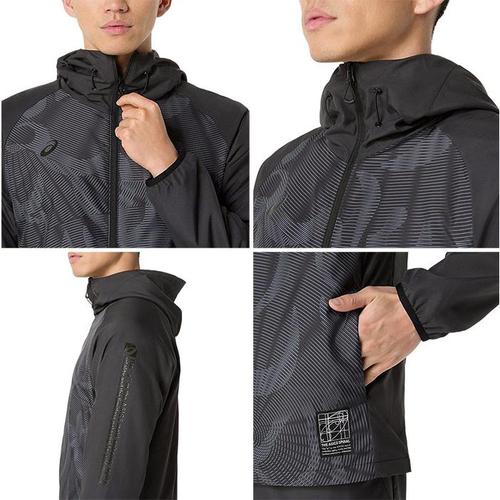 アシックス メンズ 裏トリコットグラフィックウインドブレーカーフーディー ウインドブレーカー トップス 防風 撥水 ホワイト 白 ブラック 黒 ネイビー 送料無料 asics 2031F174 ASICS（アシックス） メンズ 裏トリコットグラフィックウインド