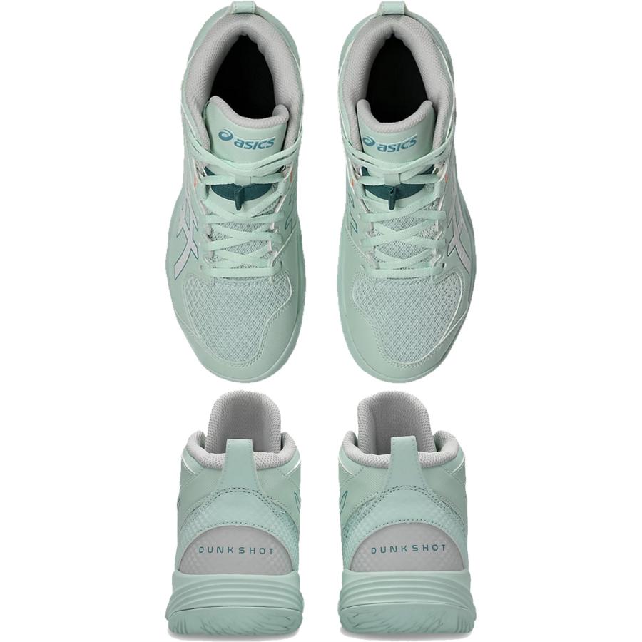 国内完売ASICSバスケットボールシューズ グレー/ミント ASICS（アシックス） 普通幅 ジュニア キッズ ダンクショット DUNKSHOT