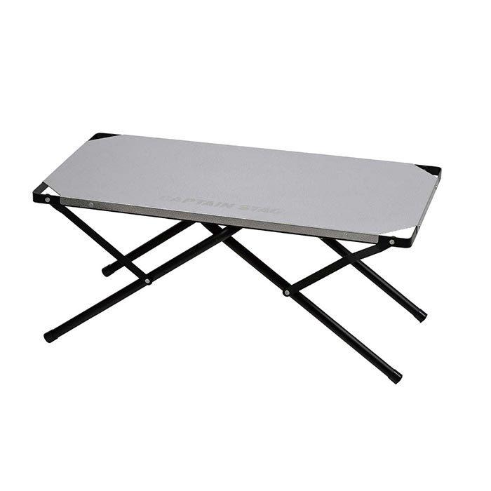 60×30cm キャプテンスタッグ メンズ レディース 2way ステンレスサイドテーブル アウトドア用品 折り畳み式 テーブル 机 キャンプ バーベキュー BBQ UC-555