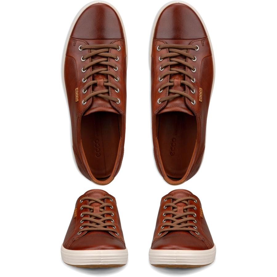 【未使用】ECCO レザー レースアップシューズ プレーントゥ 茶色 26,5 ecco（エコー） メンズ レザースニーカー soft 7 スニーカー シューズ