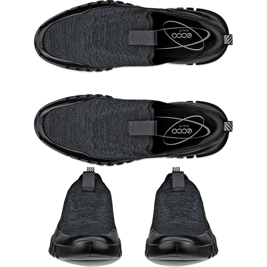 【美品】eco エコー グルーブ ハイブリッド 本革 ブラック 26㎝ ecco（エコー） メンズ レザースニーカー グルーヴ イージー スリップ