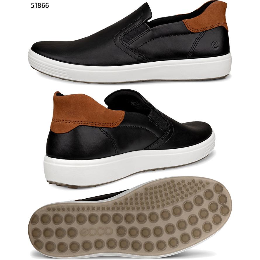 ECCO メンズシューズ EU41(JPN25.5cm) レザーソフトオイル付き ecco（エコー） メンズ レザースニーカー soft 7 スニーカー ハンズ