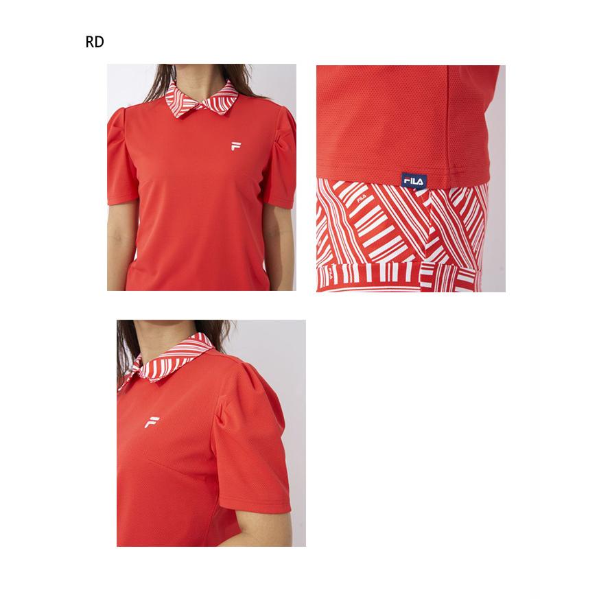 FILA GOLF フィラ ゴルフ レディース ストライプ衿 半袖シャツ ゴルフ